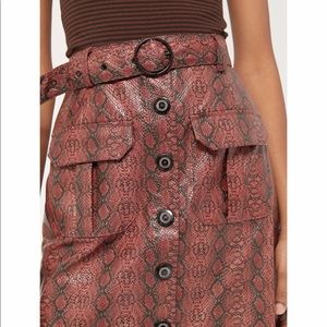 UO Finley Snake Print Button-Front Skirt